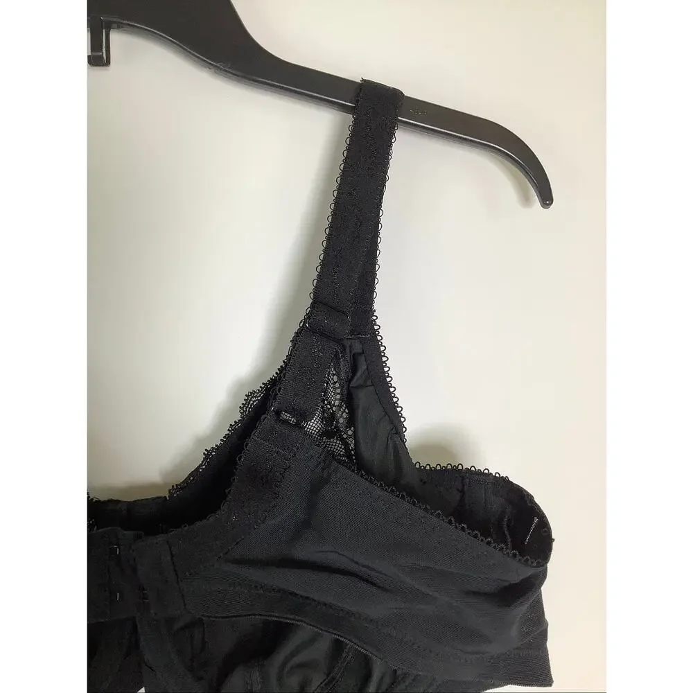 Elomi Women's 36DDD Black Morgan Stretch Lace Bow Banded Underwire Bra C12-2